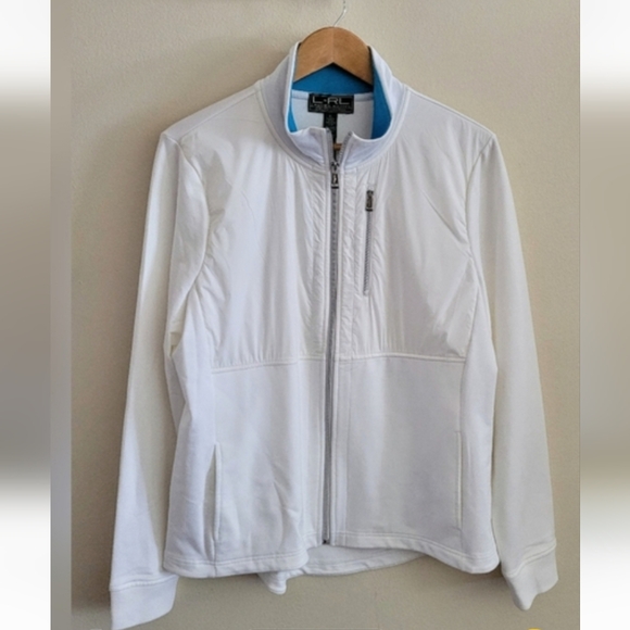Ralph Lauren Lightweight Full Zip  Jacket Sz XL White/Blue Colar - Picture 2 of 11